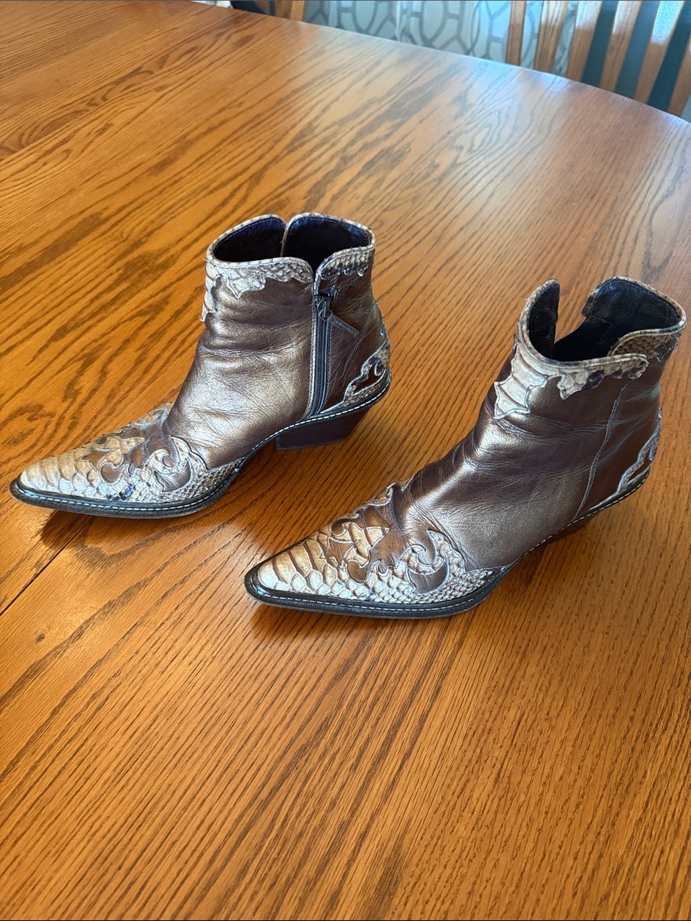 Donald J Pliner Dark Brown Leather Western Boots